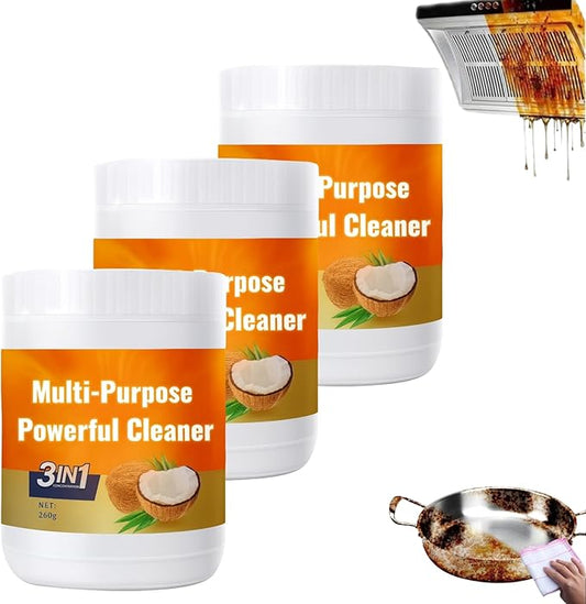 Multi Purpose Powerful Cleaner for kitchen, 3 In 1 Stainless Coconut Oil Cleaning Paste, Kitchen Duty Degreaser for Faucets, Tiles, Kitchen, Oven (3)