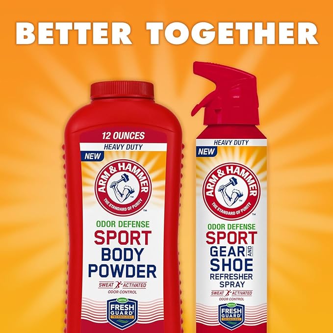 Arm & Hammer™ Sport Gear & Shoe Refresher Spray, Heavy Duty Odor Defense for Sports Gear and Footwear, Deodorizer for Gym Bags, Boxing Gloves, Hockey Equipment, and Football Pads (6.7 oz) (3 pack)