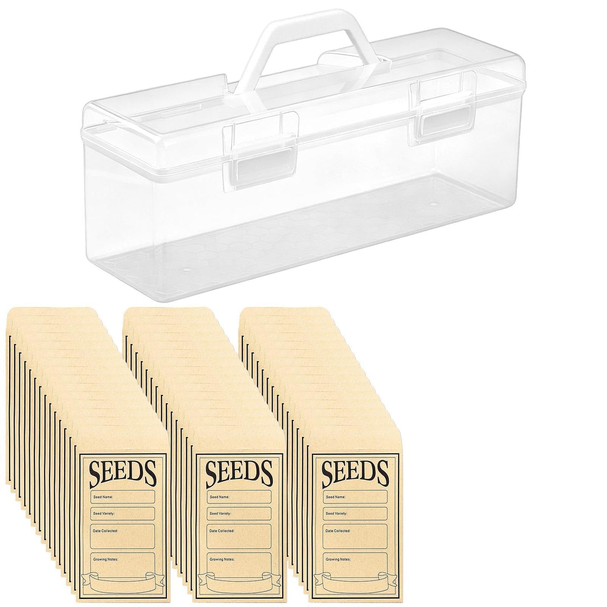 Seed Storage Organizer Box, Clear Plastic Seed Packet - Image 1