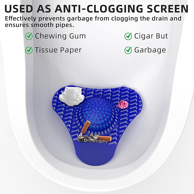 Urinal Screen Deodorizer, Urinal Cakes with 3D Anti-Splash Long Bristles, Male Urinal Mats Pads with Odor Protection for Men Toilets Bathroom (8 Packs)