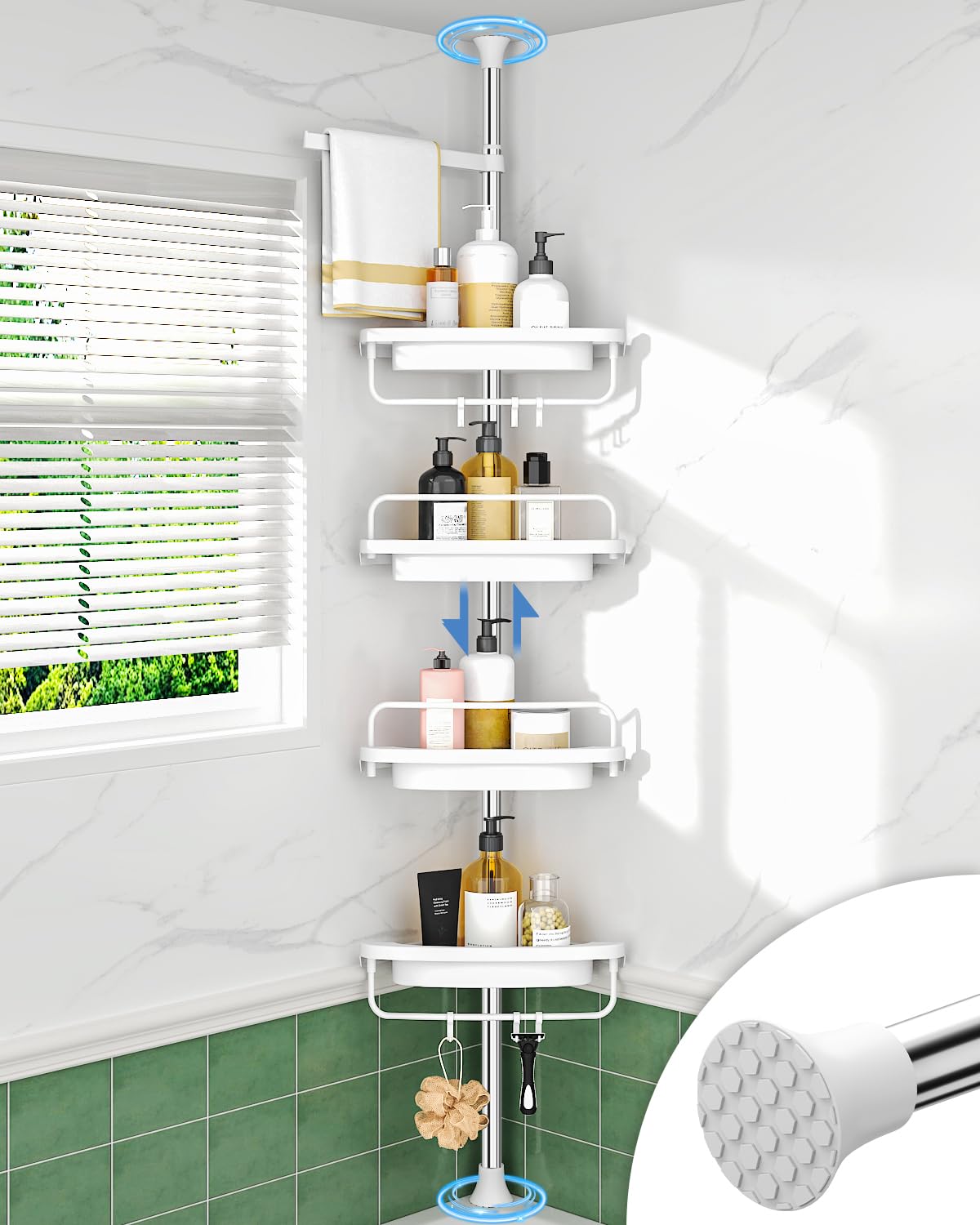 Corner Shower Caddy Tension Pole for Shampoo Holder, Stainless - Image 1