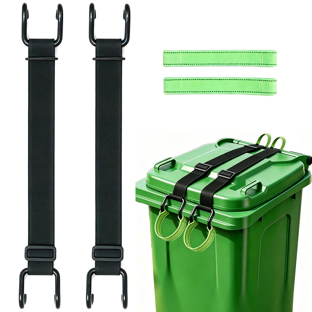 Trash Can Lid Lock with Metal Double Claw Hook Bear Raccoon Proof - Image 1