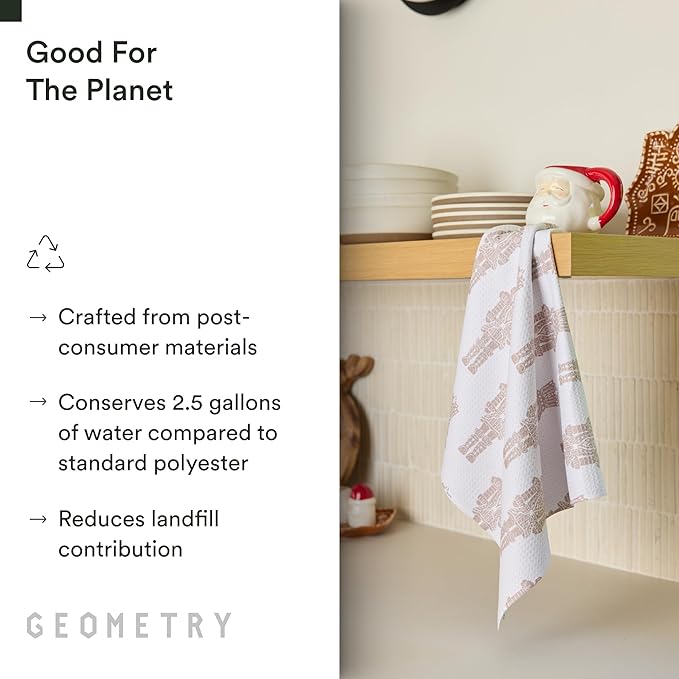 GEOMETRY Christmas Kitchen Towels - Quick Dry Microfiber Cloth Dish Towels for Kitchen Drying - Premium Quick Dry Towel - Clara Tea Towel