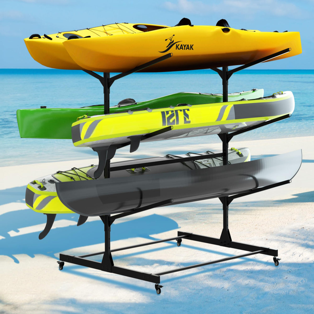 Freestanding Kayak Storage Rack w/Wheel,Adjustable Kayak - Image 1