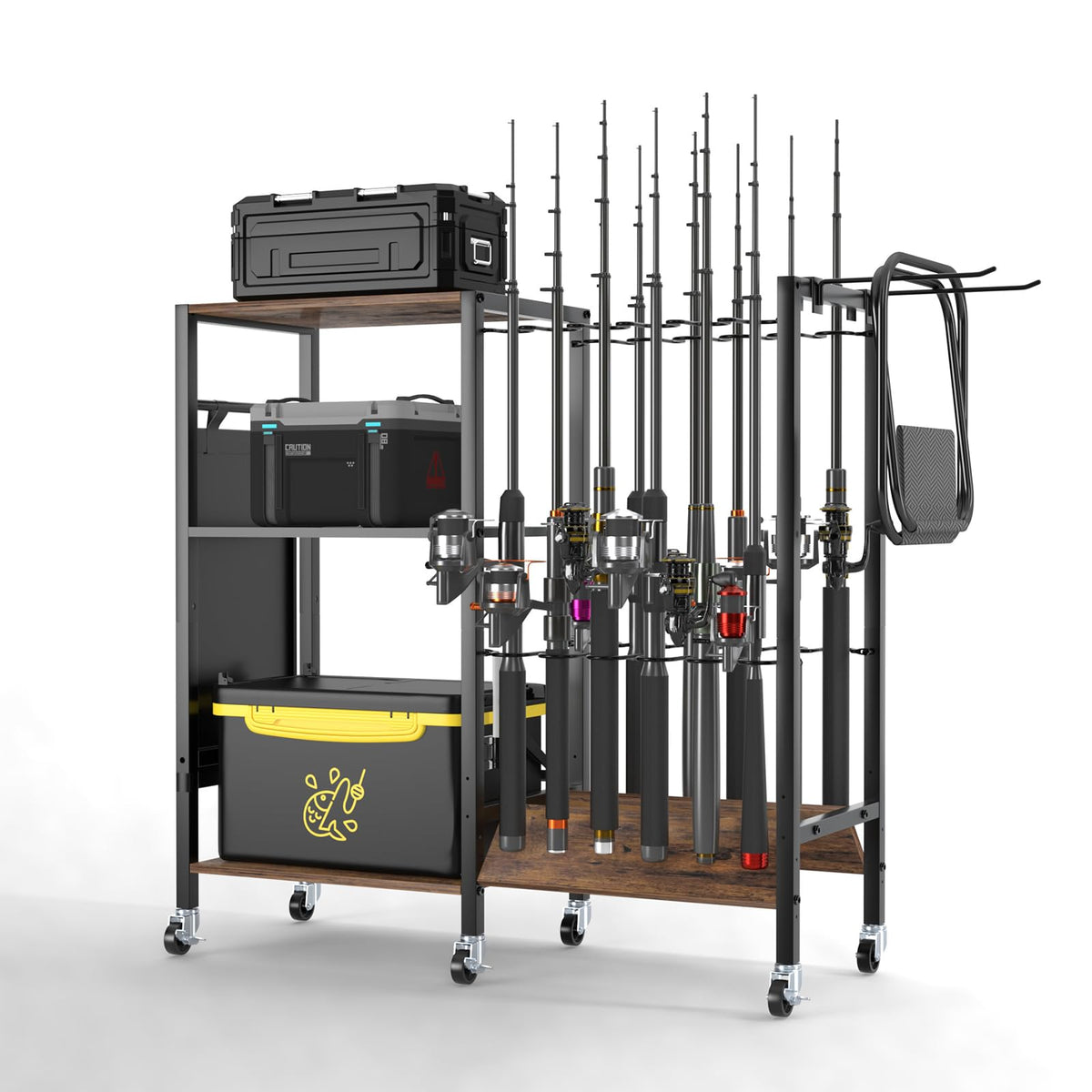 Fishing Rod Holders for Garage, Fishing Gear Tackle Cart - Image 1