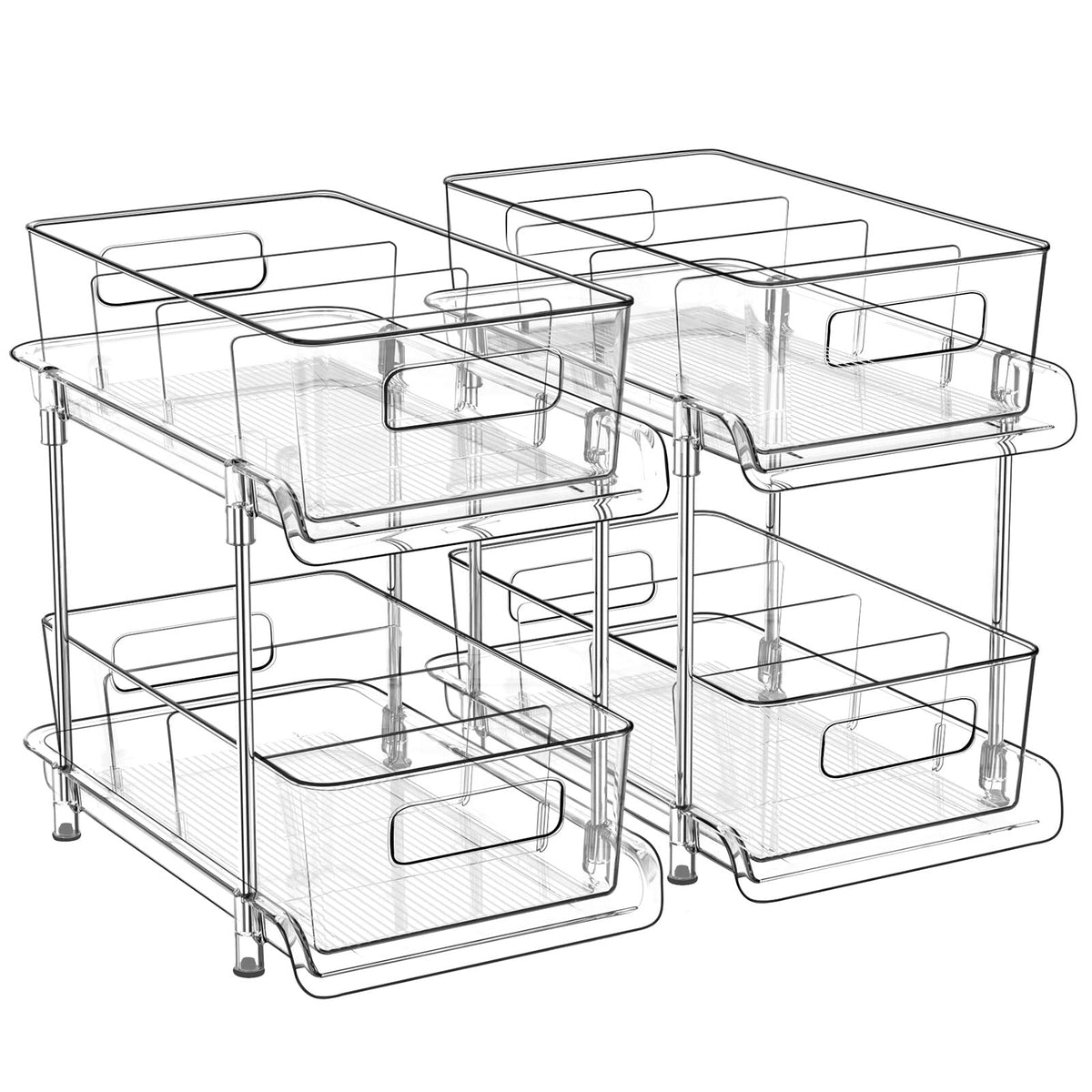 HIHEGD 2-Tier Bathroom Organizer with Dividers, Clear Under Sink - Image 1