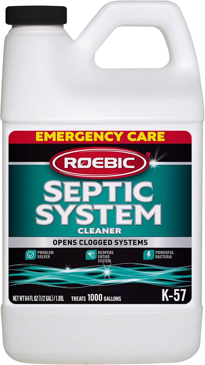 Roebic K-57-H K-57-H-3 Septic System Treatment: 1/2 Gallon, Clears Clogs, Restores Flow, Maintains Septic Systems for Optimal Performance