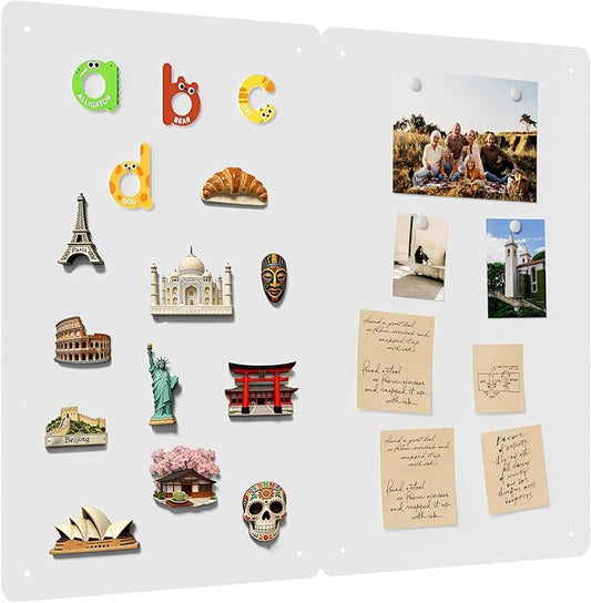 2 Pack Magnetic Board for Wall, 17.5" x 11.4" Magnet Bulletin Memo Board, Metal Sheets to Display Magnetic Letter Number Souvenir, Notes, Poetry, Photos, White