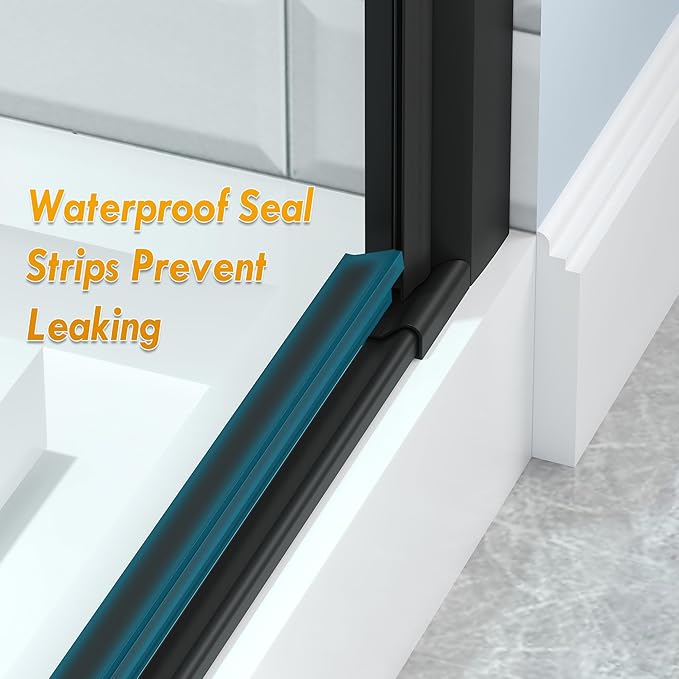 Frameless Pivot Shower Door 34.8-36" W X 72" H, 1/4" (6mm) Clear SGCC Tempered Glass, Hinged Pivot Swing Shower Door, Reversible Installation, Easy to Clean, Matte Black