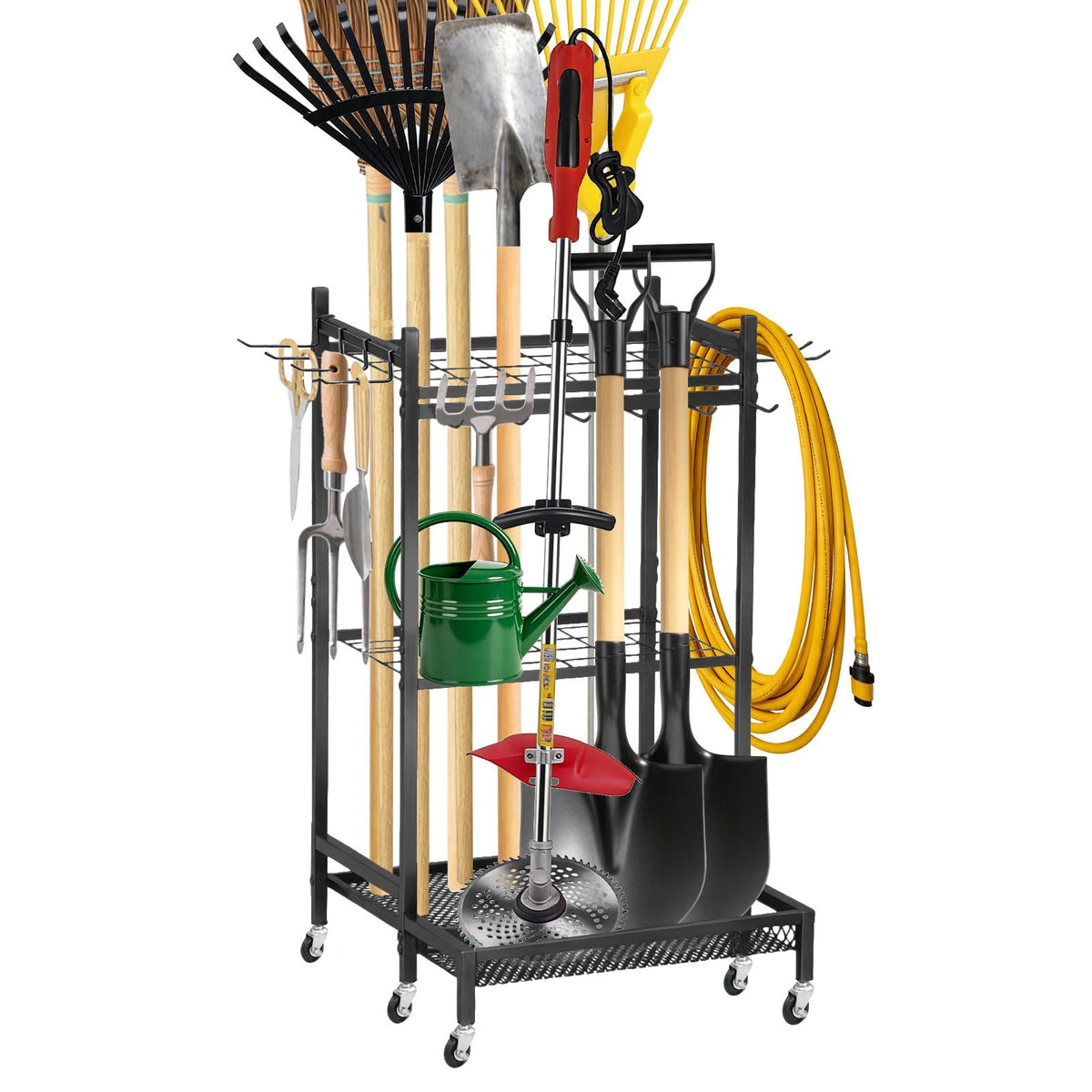 Garden Tool Organizer Rack with Wheels Up to 35 Tools | - Image 1