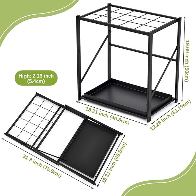 Folding Umbrella Storage Stand Rack Holder Organizer Free Standing Umbrella Rack with Removable Drip Tray for Entryway Home Office Hotel Entry Hallway(L18.31 X W11.89 X H19.69 Inch)