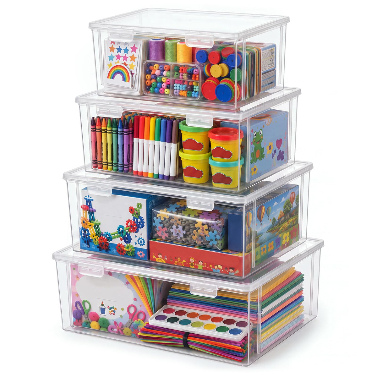Gerrii 4 Pack Board Game Storage Organizer Box, 12.5"/ - Image 1
