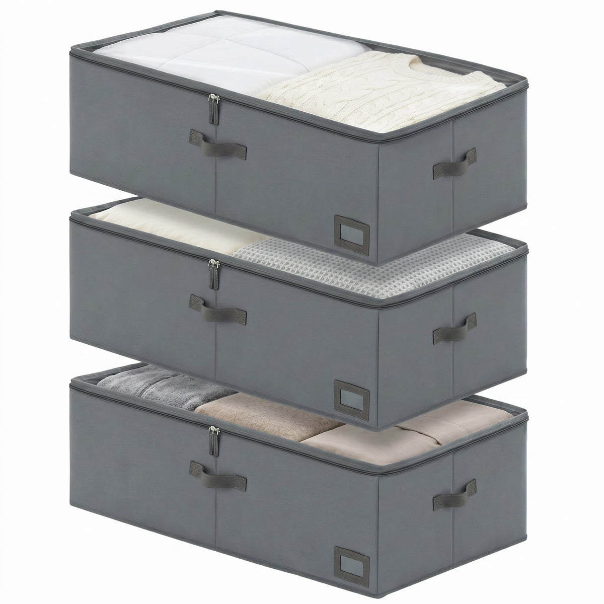 10" High Capacity Under Bed Storage Bins (3-Pack, Charcoal Grey) - Image 1