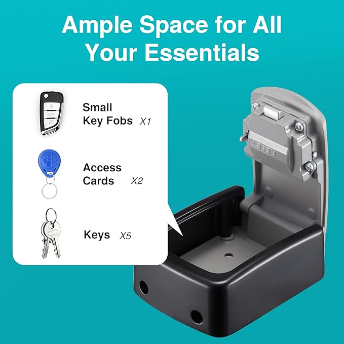 Puroma Key Lock Box, Lockbox for Keys Outdoor Combination Security Lockbox Outside Portable Storage Safe Box for Realtor and Rental, Home Office Apartment Door Handle House Key