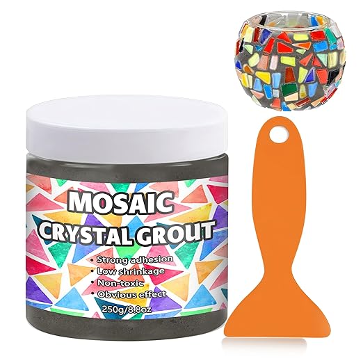 Mosaic Crystal Grout, Mosaics Tile Tools, Mosaic Tile Accessories – Essential for Handmade Grouting and Perfect for DIY Craft Projects (Dark Gray, 8.8oz)