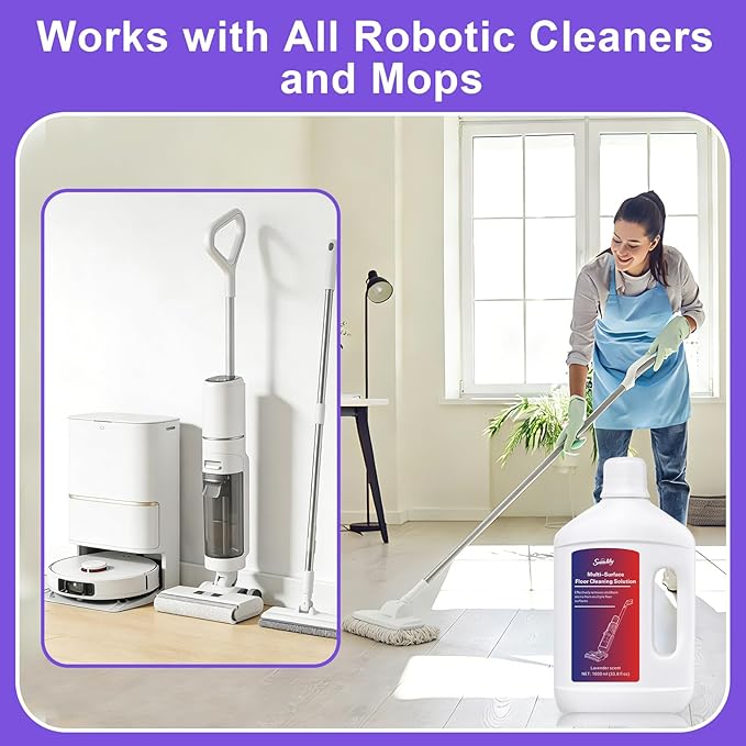 Snowlily 1000ML Floor Cleaning Solution, Residue & Streak Free, Low Foam Floor Cleaner for Mopping, for Robot Vacuum Mops & Wet Dry Vacuum Cleaners, Lavender Scent