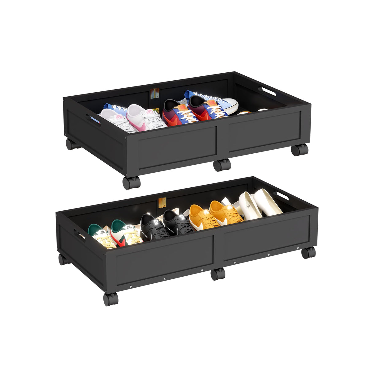 Under Bed Storage with Wheels, 2 Pack Bamboo Containers - Image 1