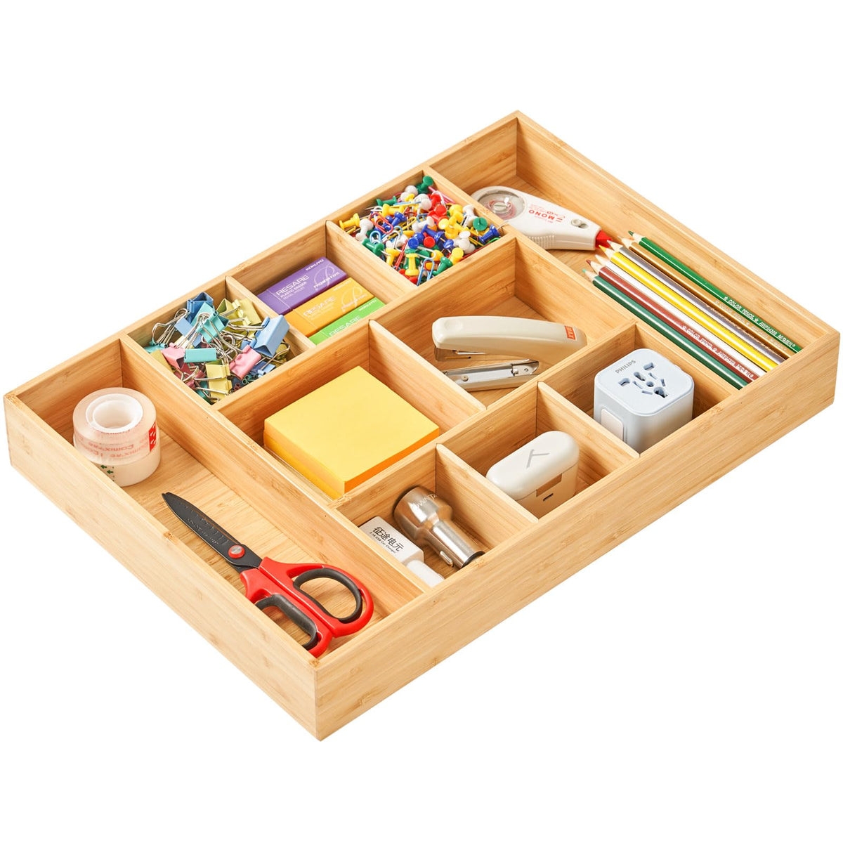 Umilife Extra Large Bamboo Desk Drawer Organizer, Wo | All Products - Image 1