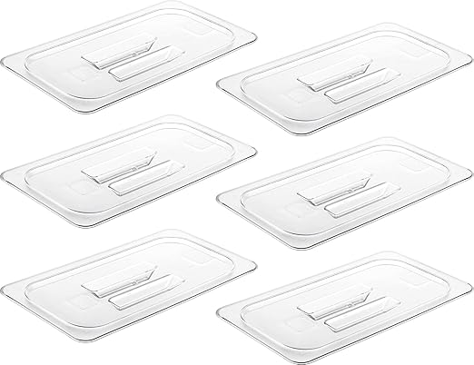 CURTA 6 Pack NSF Food Pan Cover, 1/3 Size Clear Polycarbonate Lid with Handle for Commercial Food Pan, Dishwasher & Freezer Safe Plastic Clear