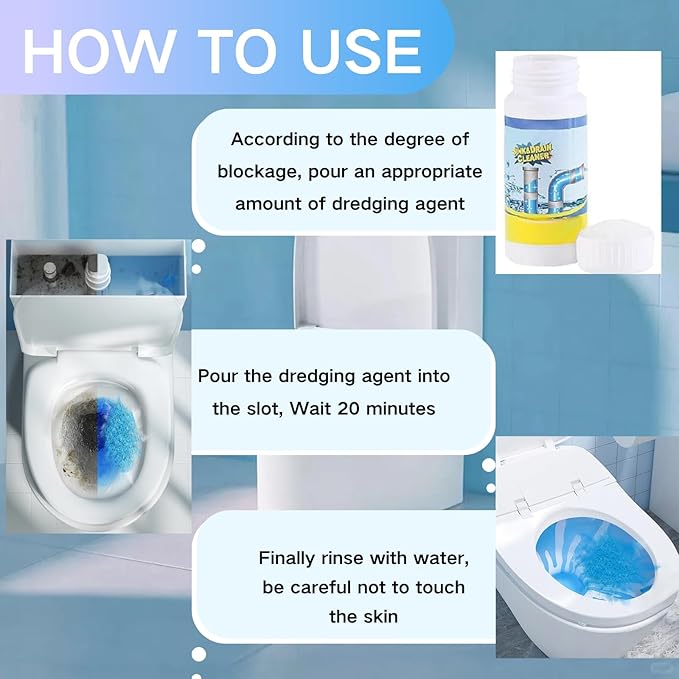 2Pcs SINK&DRAIN CLEANER Wild Tornado Pipe Dredge,Powerful Sink and Drain Cleaner Powder,For Quick Foaming Cleaning Agent For Kitchen, Bathroom & Toilet Pipes