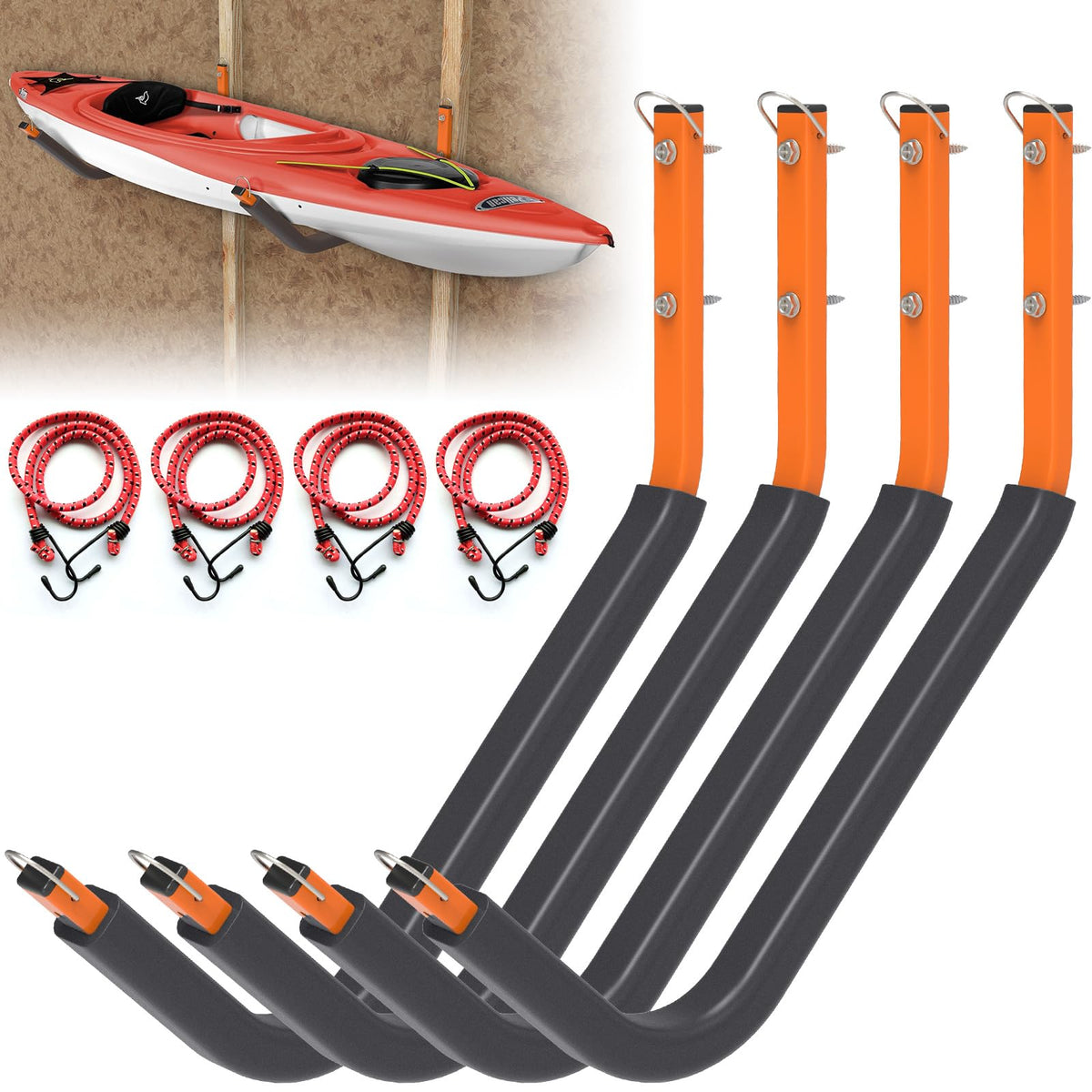 26" Kayak Wall Mount Storage Rack with Foam Padding - Image 1