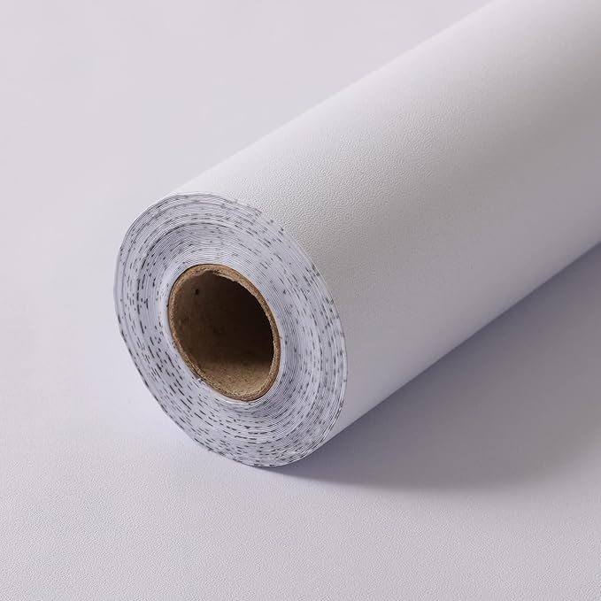 White Contact Paper - 15.7 x 500 Inch Peel and Stick Wallpaper, Matte White Wallpaper, Self Adhesive and Removable Decorative Contact Paper for Cabinets,Stand Liner, Table and Door Makeover Decor