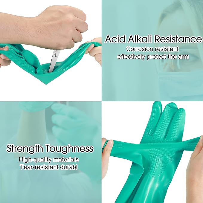 10 Pairs Chemical Resistant Gloves Heavy Duty Thick Nitrile Gloves Bulk for Cleaning, Resist Household Acid, Alkali and Oil (Large)