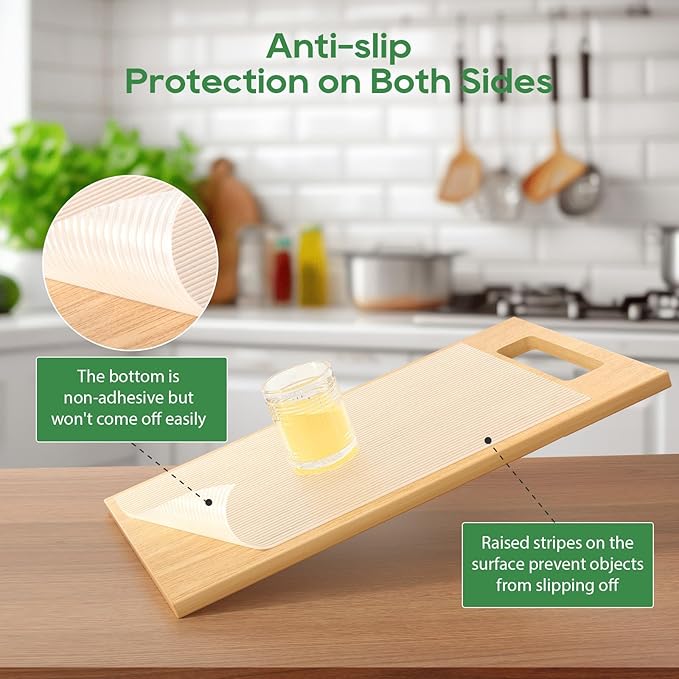 Anoak Shelf Liner Cabinet Liner, Non Adhesive Drawer Liner, Washable 20 Inch x 20 FT(240 Inch) Waterproof Durable Non-Slip Shelf Liner for Kitchen, Drawer, Refrigerator Stripe Clear