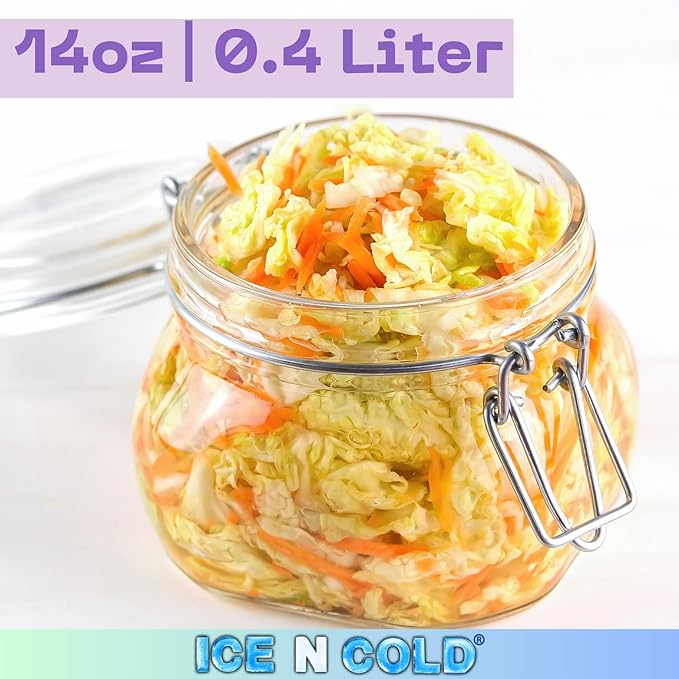 Airtight Glass Storage Jars with Clamp Lid – Food Storage Containers with Rubber Gasket Seal – Pantry & Kitchen Canisters for Dry Goods, Coffee, Sugar, Pasta – 0.4L to 4L Sizes (6, 14oz | 0.4L)