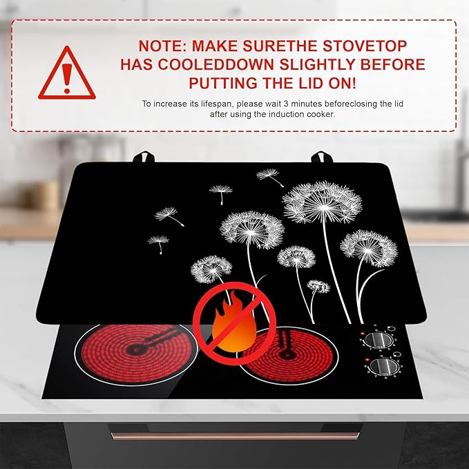 Stove Top Cover Flower Gas Stove Top Cover for Home Decoration Kitchen Pad Non-Stick Washable Cooktop Covers Countertop Protector Keep Stove Clean (Dandelion, 28L"x20W")