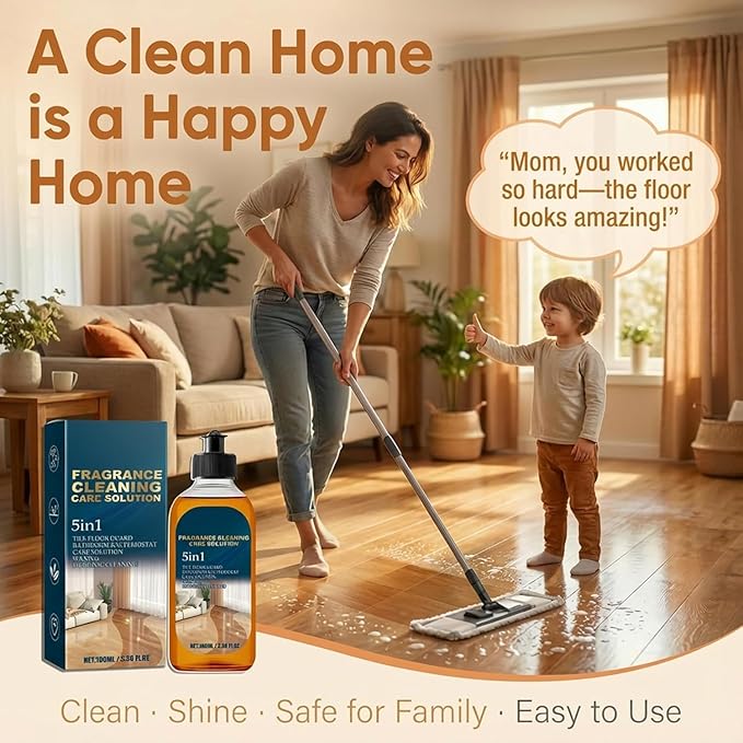 5 in 1 Floor Cleaner, 2026 New 5 in 1 Fast-Drying Fragrance Cleaning Care Solution, Dual-Action Stain and Odor Remover for Hardwood Floors, Natural Shine for Mopping Home Kitchen Bathroom (3Pcs)
