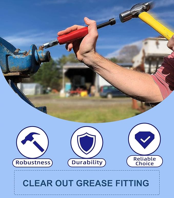 Grease Fitting Cleaning Tool – Grease Cleaner & Flush Kit – Remove Old Dried Grease from Fittings, Pins, Shafts, Bushings, and Joints