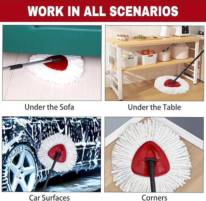 4 Pack Spin Mop Replacement Heads, Mop Replace Head Easywring 1-Tank System, Mop Head Replacement for Hardwood Floor Cleaning, Machine Washable and Easy to Replace