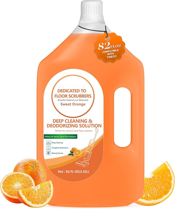 82 FL OZ/2.42 L Sweet Orange Scent Floor Cleaning Solution Compatible with Tineco iFLOOR 2/3/5 & FLOOR ONE S3/S5/S6/S7 PRO, Floor Cleaner Refill for All Cordless Wet/Dry Vacuum & Robot Vacuums Mop