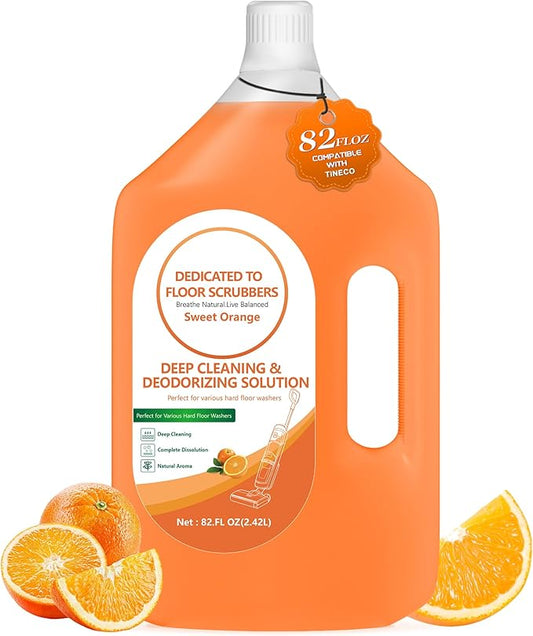 82 FL OZ/2.42 L Sweet Orange Scent Floor Cleaning Solution Compatible with Tineco iFLOOR 2/3/5 & FLOOR ONE S3/S5/S6/S7 PRO, Floor Cleaner Refill for All Cordless Wet/Dry Vacuum & Robot Vacuums Mop
