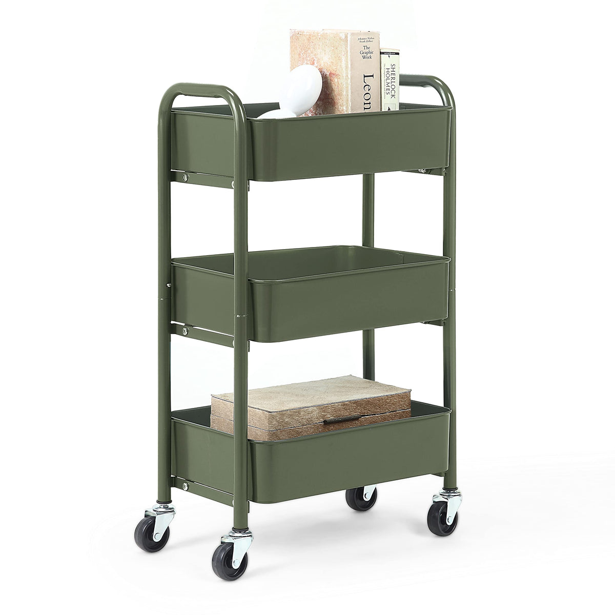 SunnyPoint 3-Tier Delicate Compact Rolling Metal Storage - Image 1