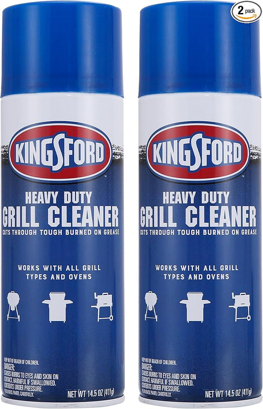 Kingsford Heavy Duty Foaming Grill Cleaner Spray, BBQ Degreaser for Charcoal & Gas Grills, Cuts Grease, Burnt-On Food & Grime, Easy Spray-On Foam for Grill Grates & Surfaces, Aerosol, 14.5 Oz - 2 Pack