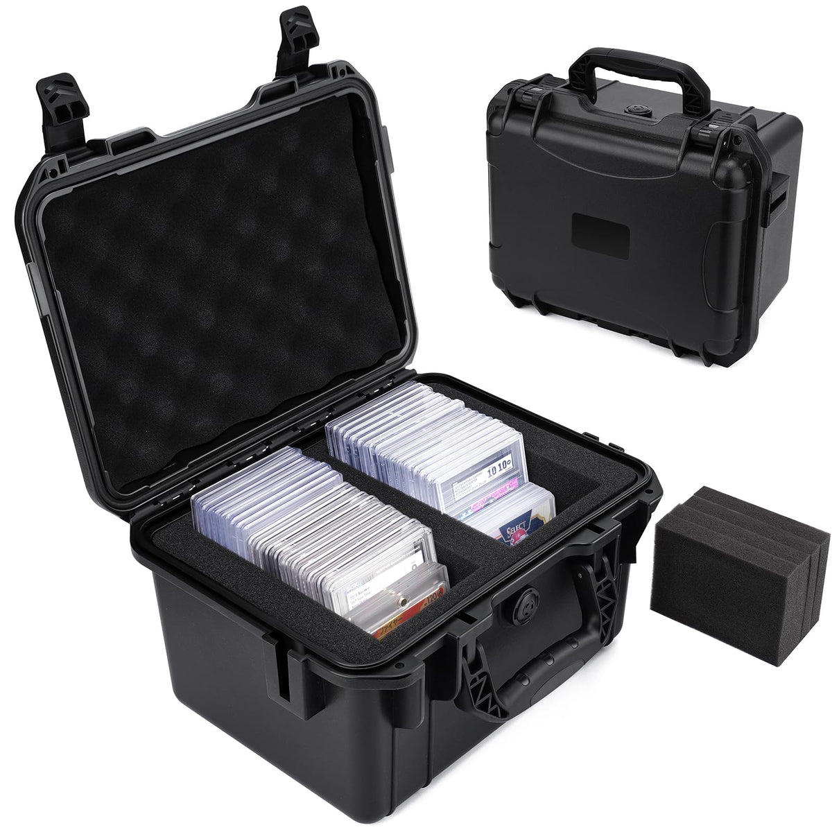 QINGUANG Graded Card Storage Box, Card Case with 4 Foam Dividers - Image 1