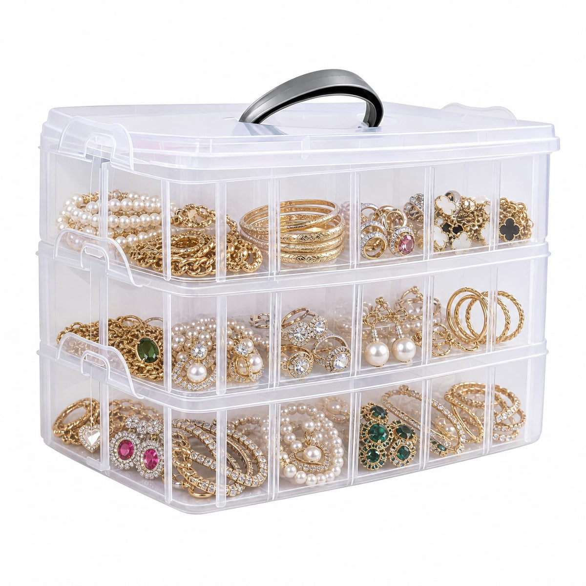 3-Tier Stackable Storage Container Box with Dividers-30 - Image 1