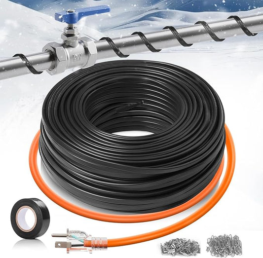 25FT（3FT-200FT） Pipe Heating Cable for Pipe Freeze Protection, Heat Cable for Water Pipes(Metal and Plastic), Pipe Heat Tape Keeps Water Flowing at -40°F 5w/ft, 120V Plumbing fixture