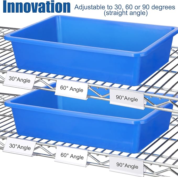Kathfly 50 Pack Wire Shelf Label Holders Shelf Cable Tags for Wire Shelving 3 Viewing Angles 3" Adjustable Clear Plastic Rack Label Holder Retail Clips Compatible with 1-1/4in Metro Shelving