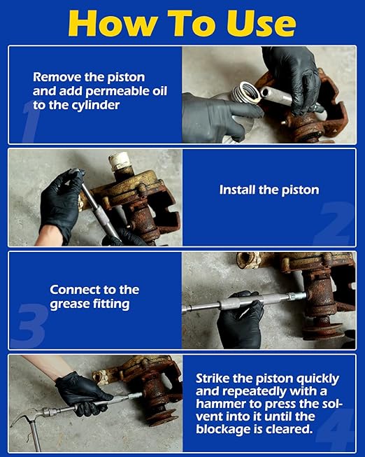 Grease Fitting Cleaning Tool Zerk Cleaner Hammer Tool Flushing Old Dried from Shafts, Bushings, Joints, Pins
