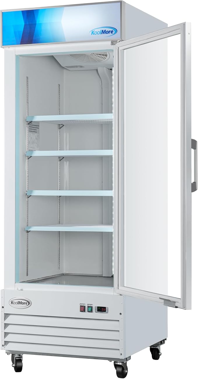 KoolMore MDF-1GD-23C-WH 31 in. Commercial One Glass Door Display Upright Freezer Merchandiser in White 23 Cu. Ft