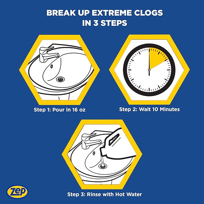 Zep Liquid Heat Clog Dissolver Gel - 1 Gallon (Case of 4) ZULHG128 - Professional Strength Formula Works in less than 10 Minutes