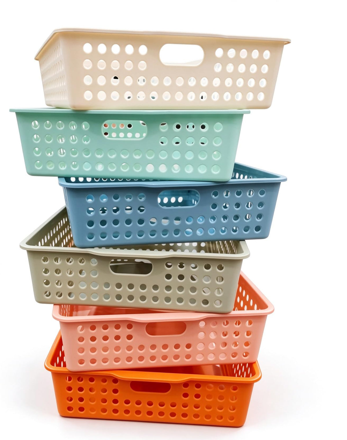 Simple Trending 6Pcs Plastic Classroom Storage Baskets, Turn - Image 1