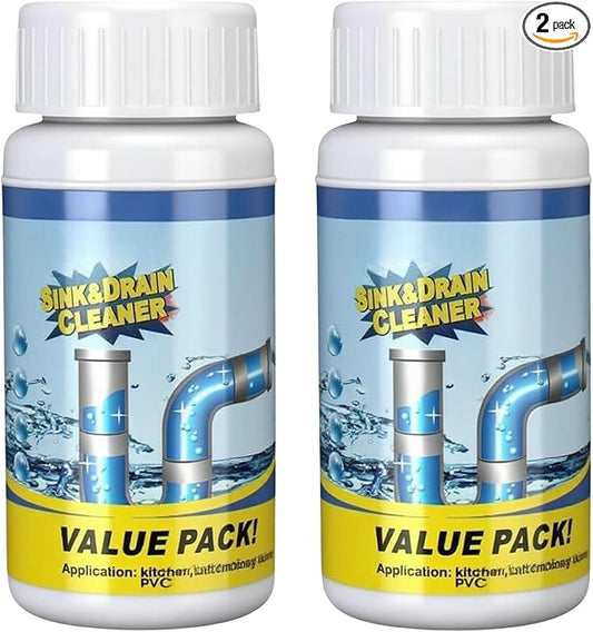 2 Pcs Sink and Drain Cleaner, Powerful Pipe Dredge Sink Cleaner Powder, Fast Foaming Drain Cleaner Pipeline Dredging Agent for Kitchen Toilet Pipeline Quick Cleaning (2)