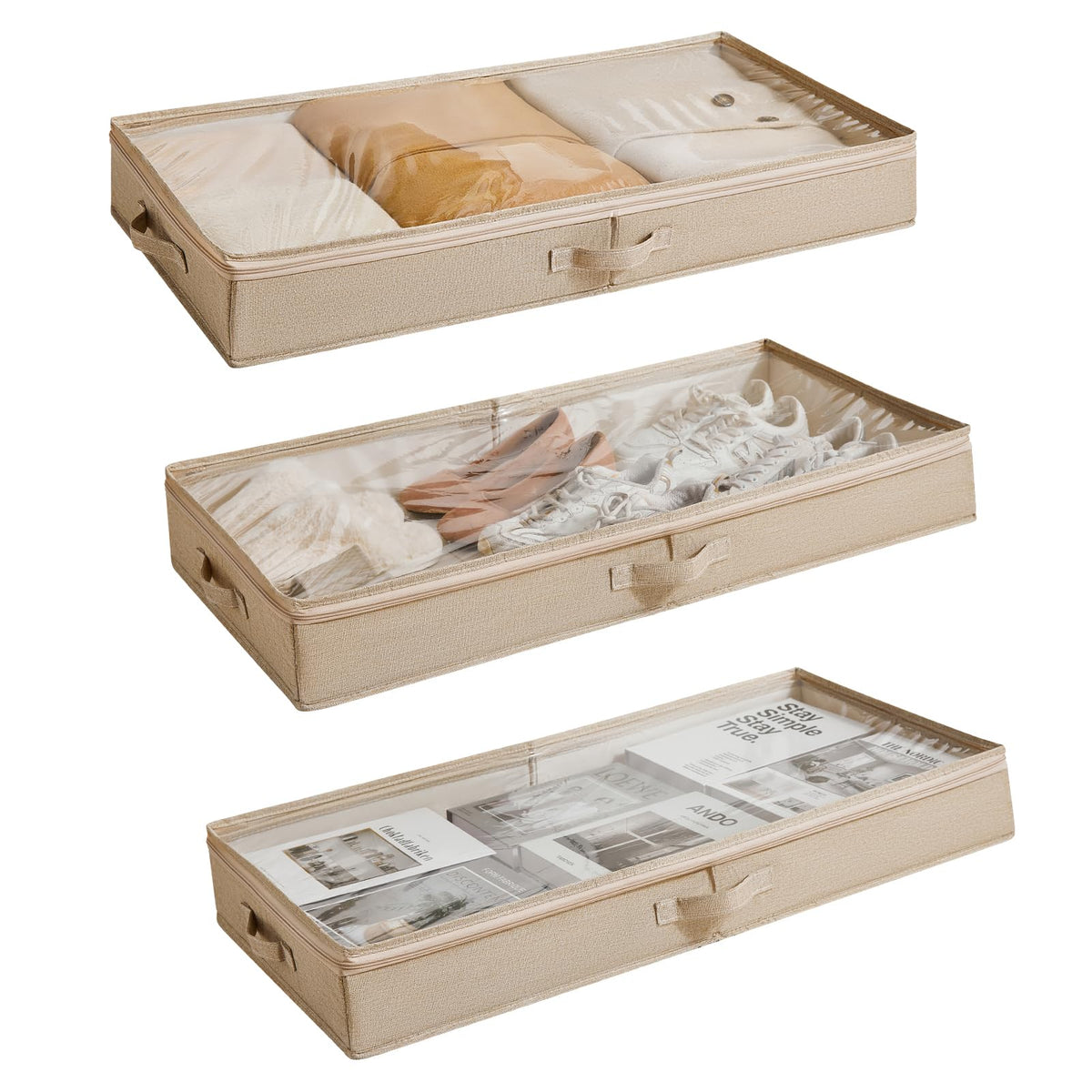 Berdeng 3 Pack Under Bed Storage Containers, Low Profile - Image 1