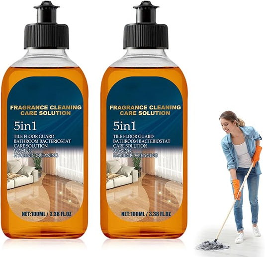 5 in 1 Floor Cleaner, 2026 New 5 in 1 Fragrance Cleaning Care Solution, Dual-Action Stain and Odor Remover for Hardwood Floors, Natural Shine for Mopping Home Kitchen Bathroom (2 Pcs)