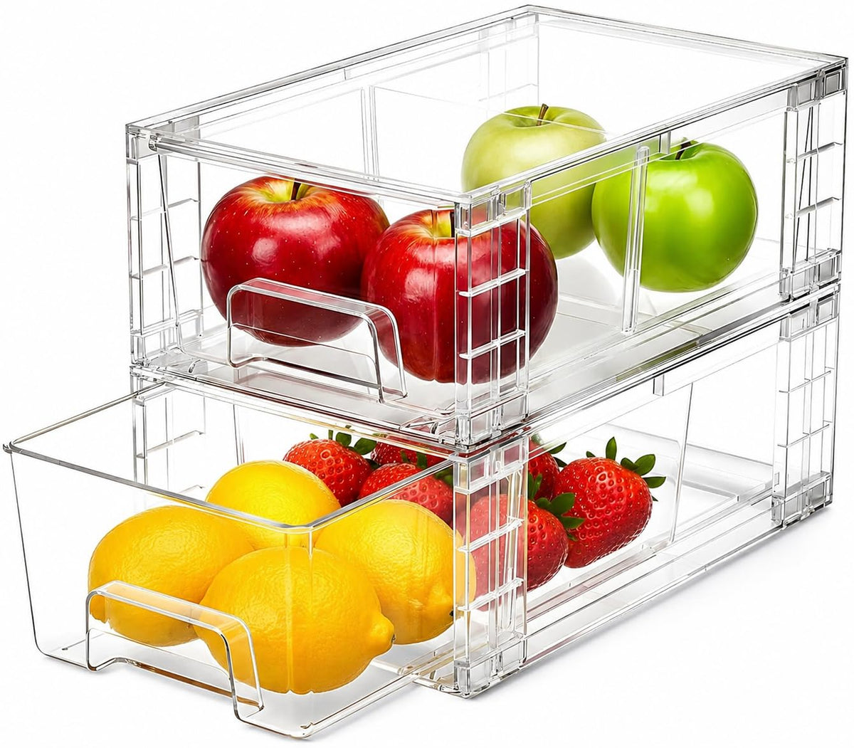 2 Pack Stackable Storage Drawers,Plastic Organizers Bins - Image 1