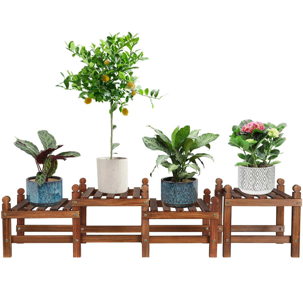 Wood Flower Stand Small Plant Stand Shelf Bench Indoor - Image 1